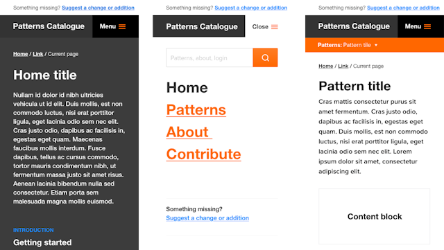 Mobile mockups of the ODI Open Standards for Data guidebook