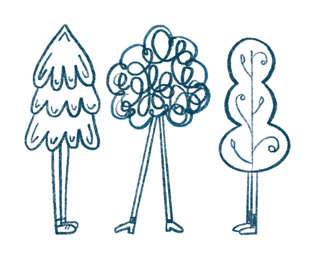 Illustration of a person holding a watering can that waters many plants