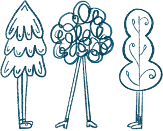 Illustration of a person holding a watering can that waters many plants
