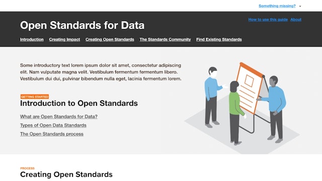 A desktop mockup of the ODI Open Standards for Data guidebook