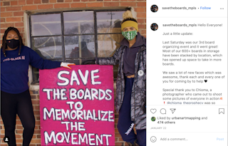 Instagram post from Save the Boards showing a board that has been saved