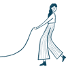 A young woman, looking behind her and taking a lead for a walk.