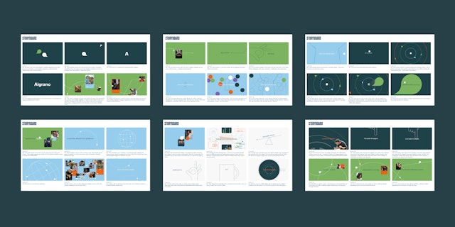 Storyboard screens from Algrano explainer video