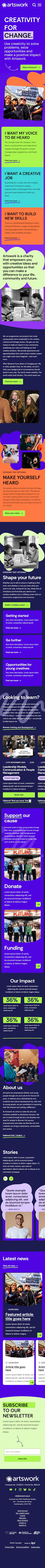 a mockup of the Artswork website homepage