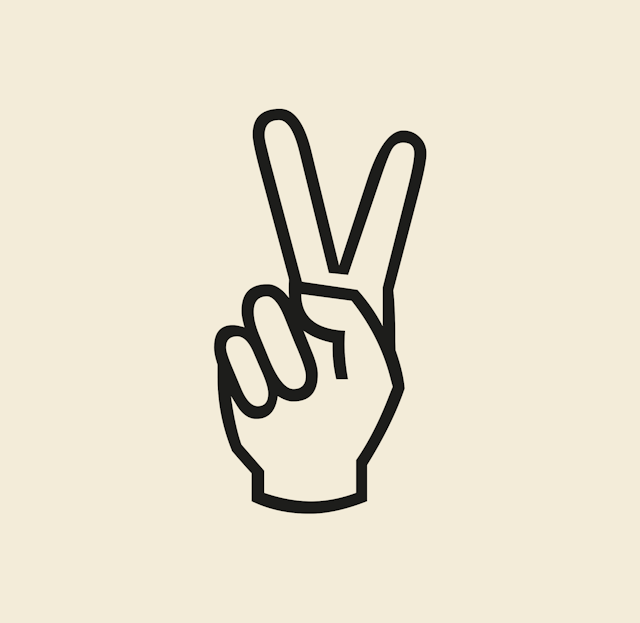An icon from Base 51 guidelines - A hand showing a peace sign