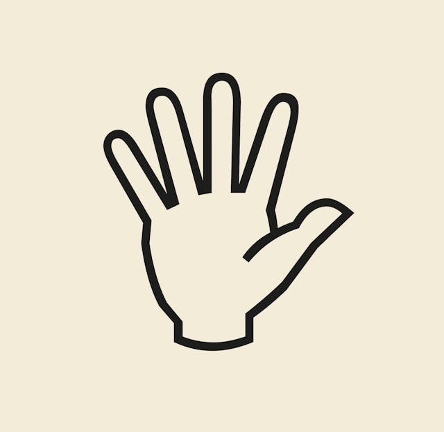 An icon from Base 51 guidelines - An open hand