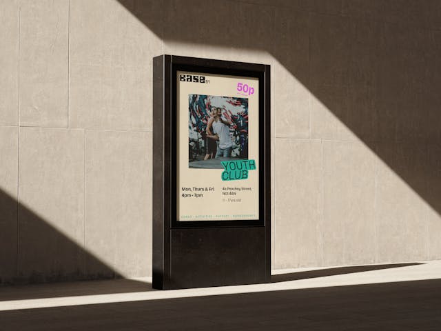 A mockup of a Base 51 poster for their Youth Club events