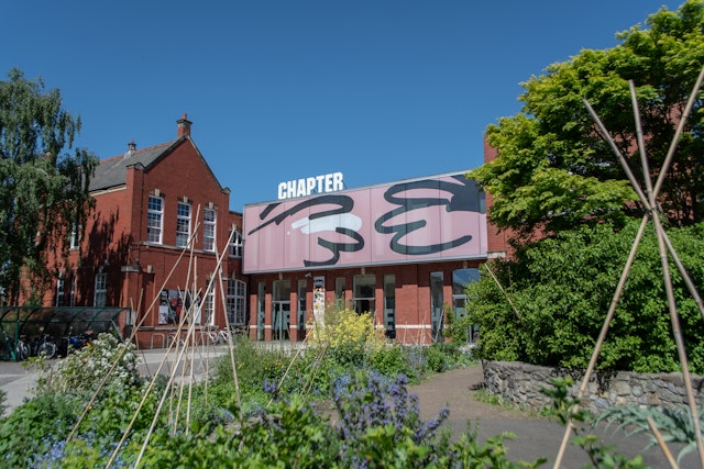 An exterior photograph of Chapter Arts Centre, showing the community garden