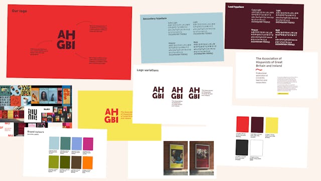 Pages from the AHGBI brand guidelines