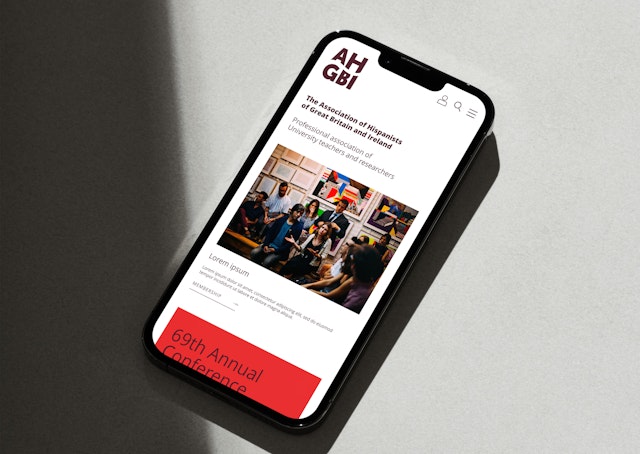 A mockup of the AHGBI website on a mobile device
