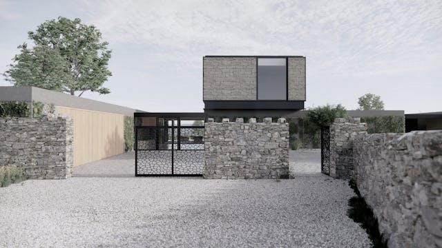 Rendered image of a biophilic house
