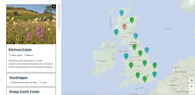 The Rewilding Britain network map