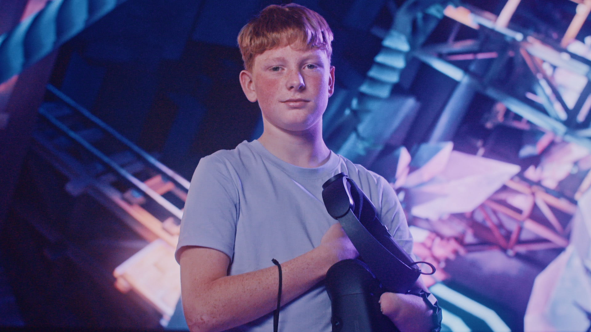 A young boy with a VR headset