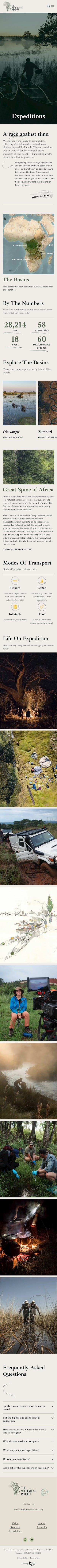 a mockup of The Wilderness Project expeditions pages on a mobile screen