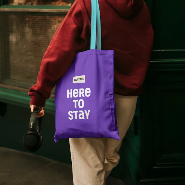 A Papyrus branded tote bag