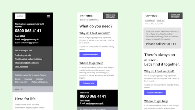 Papyrus website wireframes